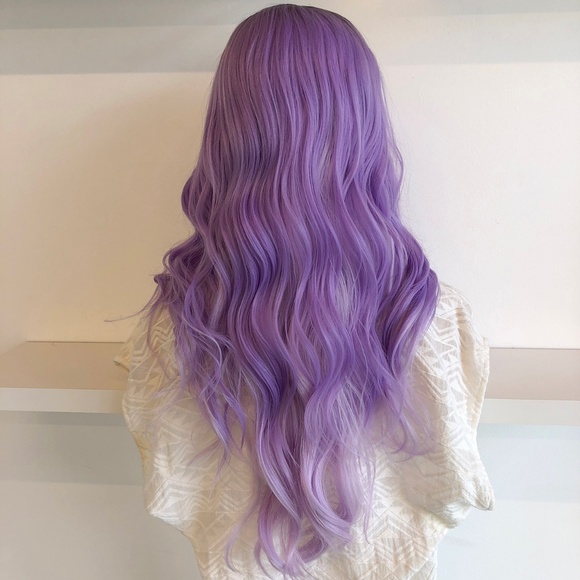 20" Pastel Purple Ombre w/ Blk Roots Wig | Leona - Picture 3 of 7